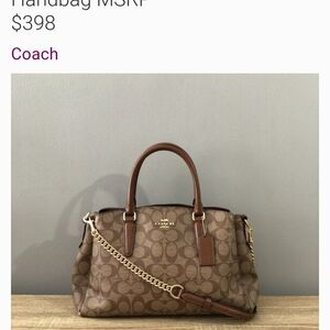 Coach Brown Signature Satchel with Gold Chain